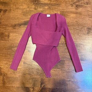 Abercrombie & Fitch Ribbed Knit Top in Deep Pink